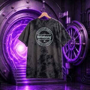 Billabong Mens XXL Tie Dye Graphic T-Shirt Black Grey Washed Skate Surf Tee